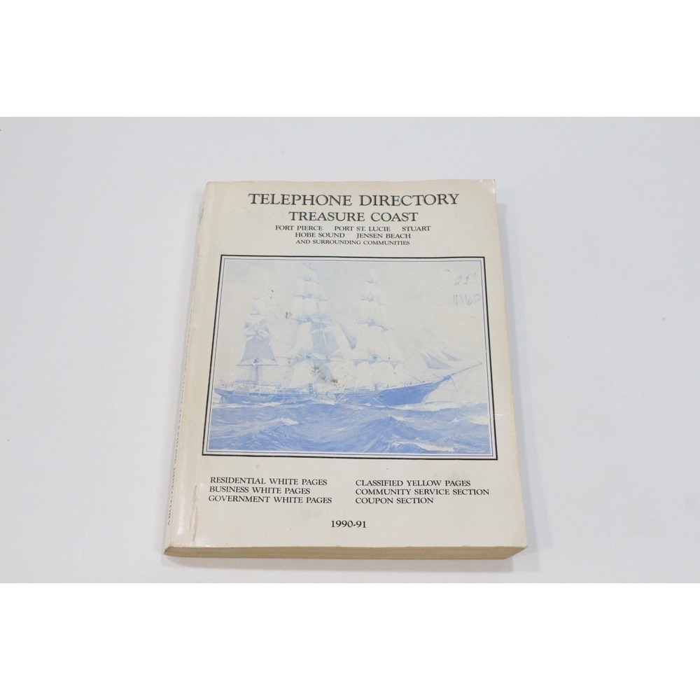 Treasure Coast Telephone Directory White Yellow Pages 1990-1991 Phone Book
